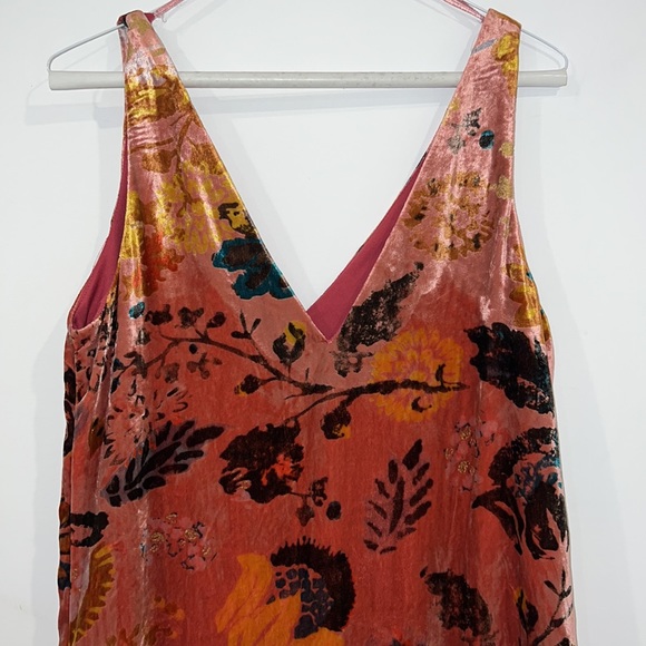 ZARA Floral Velvet Printed Sleeveless Midi Slit Dress size small - Picture 11 of 16